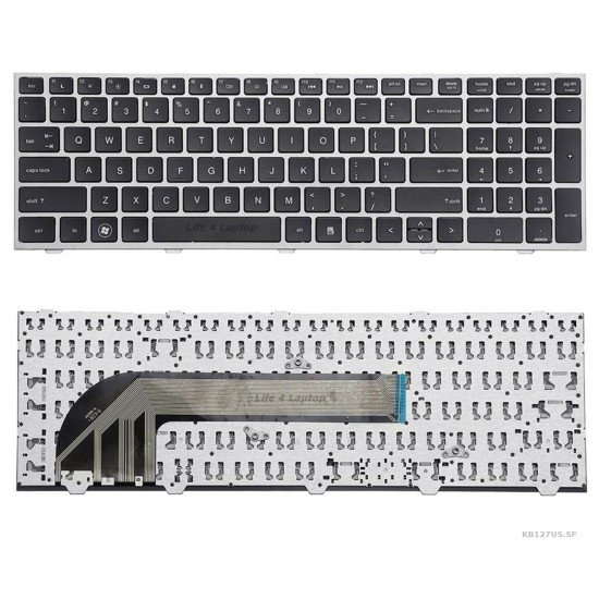 Klaviatūra HP Probook 4540s 4545s 4570s 4575s US su sidabriniu rėmeliu