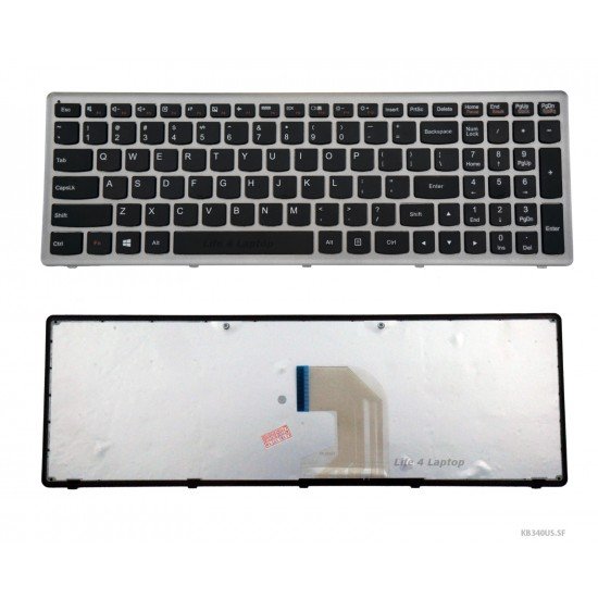 Klaviatūra Lenovo Z500 P500 US su sidabriniu rėmeliu