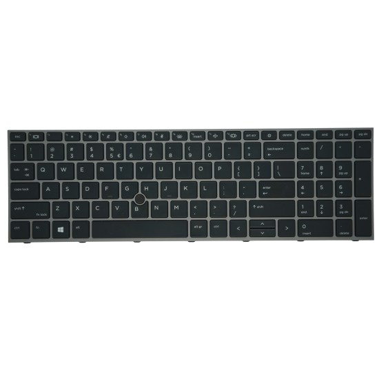 Klaviatūra HP Zbook Fury 17 G7 G8 US su sidabriniu rėmeliu ir apšvietimu Klaviatūra HP Zbook Fury 17 G7 G8 US su sidabriniu rėmeliu ir apšvietimu