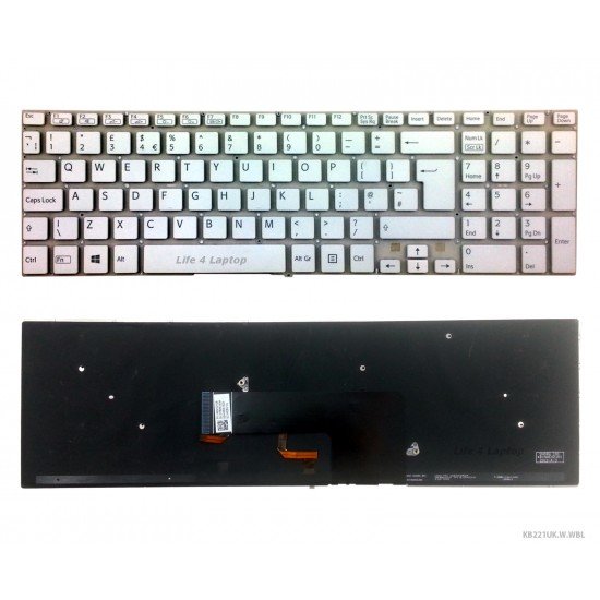 Klaviatūra Sony SVF15A16 UK balta su apšvietimu