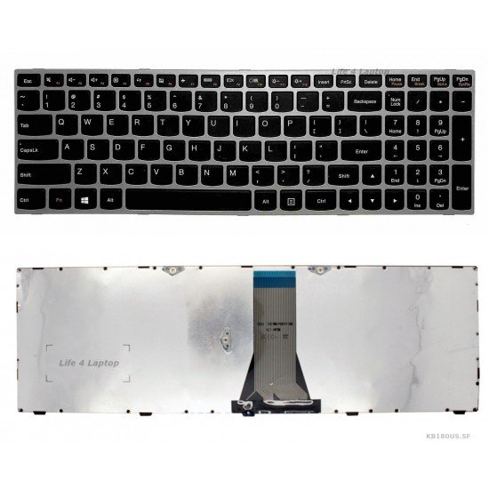 Klaviatūra Lenovo B50-30 B50-70 E50-80 E41-80 G50-30 US su sidabriniu rėmeliu