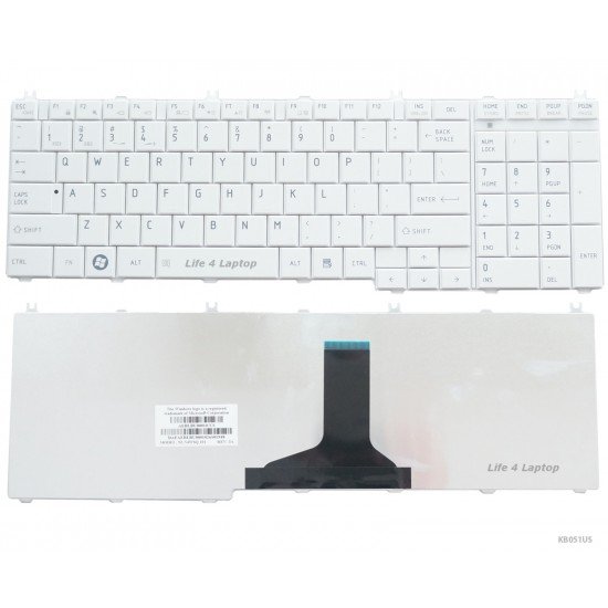 Klaviatūra Toshiba C650 C655 C670 L650 L750 US balta