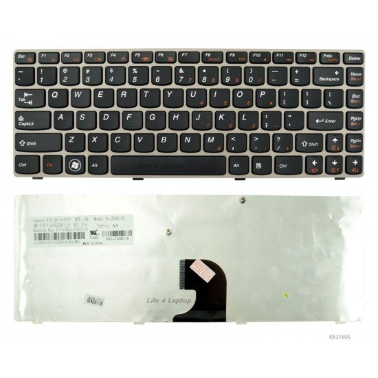 Klaviatūra Lenovo G360 Z360 US su sidabriniu rėmeliu