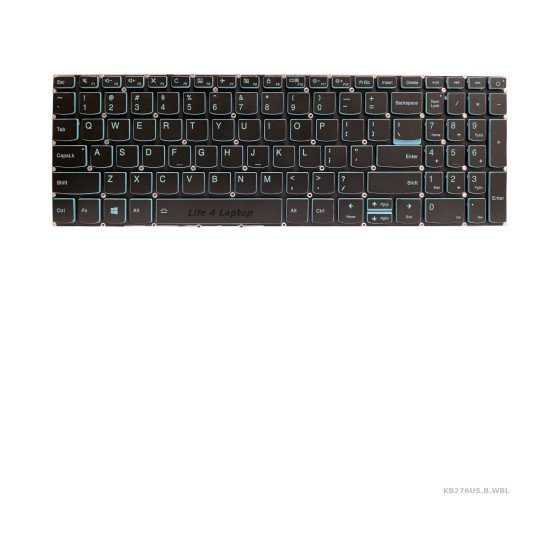 Klaviatūra Lenovo 320-15 S145-15 V340-17 L340-15 US juoda su mėlynom raidėm ir apšvietimu
