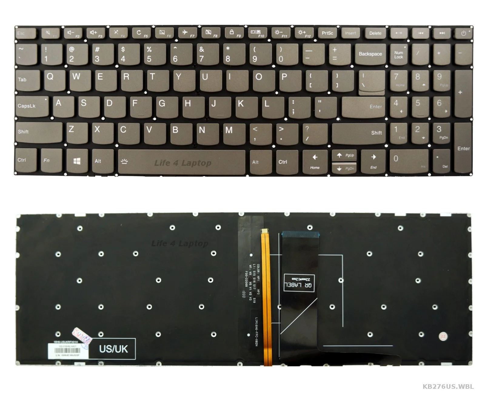 KeyboardLenovo320-15S145-15V340-17L340-15330-15USgraywithbacklit