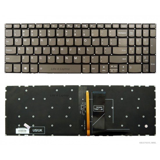 Klaviatūra Lenovo 320-15 S145-15 V340-17 L340-15 330-15 US pilka su apšvietimu