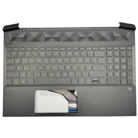 Klaviatūra HP Pavilion Gaming 15-EC L72597-B31 US su korpusu ir žaliu apšvietimu Klaviatūra HP Pavilion Gaming 15-EC L72597-B31 US su korpusu ir žaliu apšvietimu
