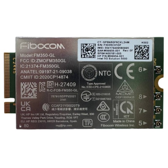 WWAN 5G LTE GPS modulis HP EliteBook 830 840 G8 G9 N00181-005 FM350-GL