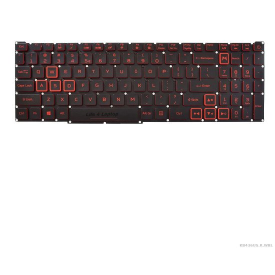 Klaviatūra Acer Nitro AN515-54 AN515-55 AN715-51 US su raudonu apšvietimu