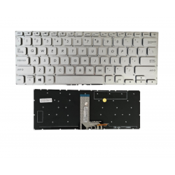 Klaviatūra Asus X409 A412 X412 R423 R424 US sidabrinė su apšvietimu