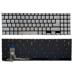 Klaviatūra Asus K3605ZV K3605VC K3504 M3504 S3504 E1504 M3605 US sidabrinė su apšvietimu