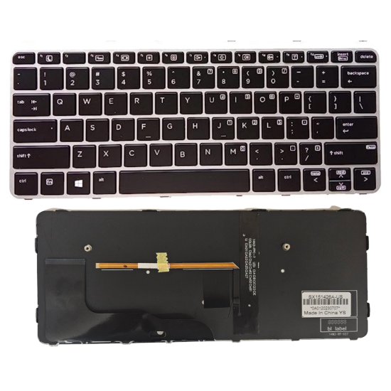 Klaviatūra HP Elitebook 820 G3 820 G4 725 G3 725 G4 US su sidabriniu rėmeliu ir apšvietimu