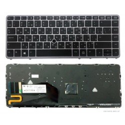Klaviatūra HP Probook 740 G1 750 G2 840 G1 RU su sidabriniu rėmeliu su apšvietimu Klaviatūra HP Probook 740 G1 750 G2 840 G1 RU su sidabriniu rėmeliu su apšvietimu